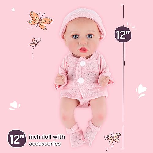 Miniatura 3 de BABESIDE Muñeca Reborn Baby Girl- Muñeca realista de vinilo de cuerpo completo de 12 pulgadas, muñeca de bebé recién nacida, cuerpo suave, realista,