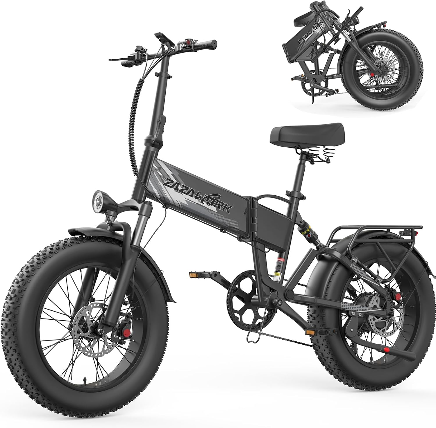 Bici Elettrica Pieghevole 20"×4.0" Fat Tire, Bicicletta Elettrica 48V 20Ah Batteria Rimovibile fino a 120 km 250W,60 Nm, 7 Velocità per Adulti, Freni Idraulici Doppia Sospensione per Ogni Terreno