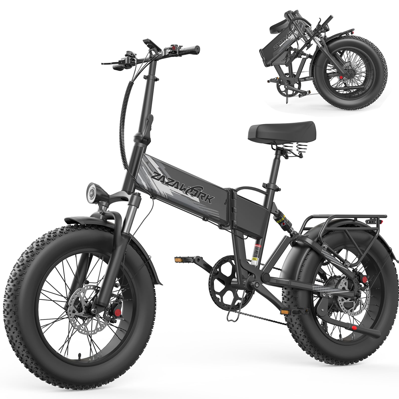 Bici Elettrica Pieghevole 20"×4.0" Fat Tire, Bicicletta Elettrica 48V 20Ah Batteria Rimovibile fino a 120 km 250W,60 Nm, 7 Velocità per Adulti, Freni Idraulici Doppia Sospensione per Ogni Terreno
