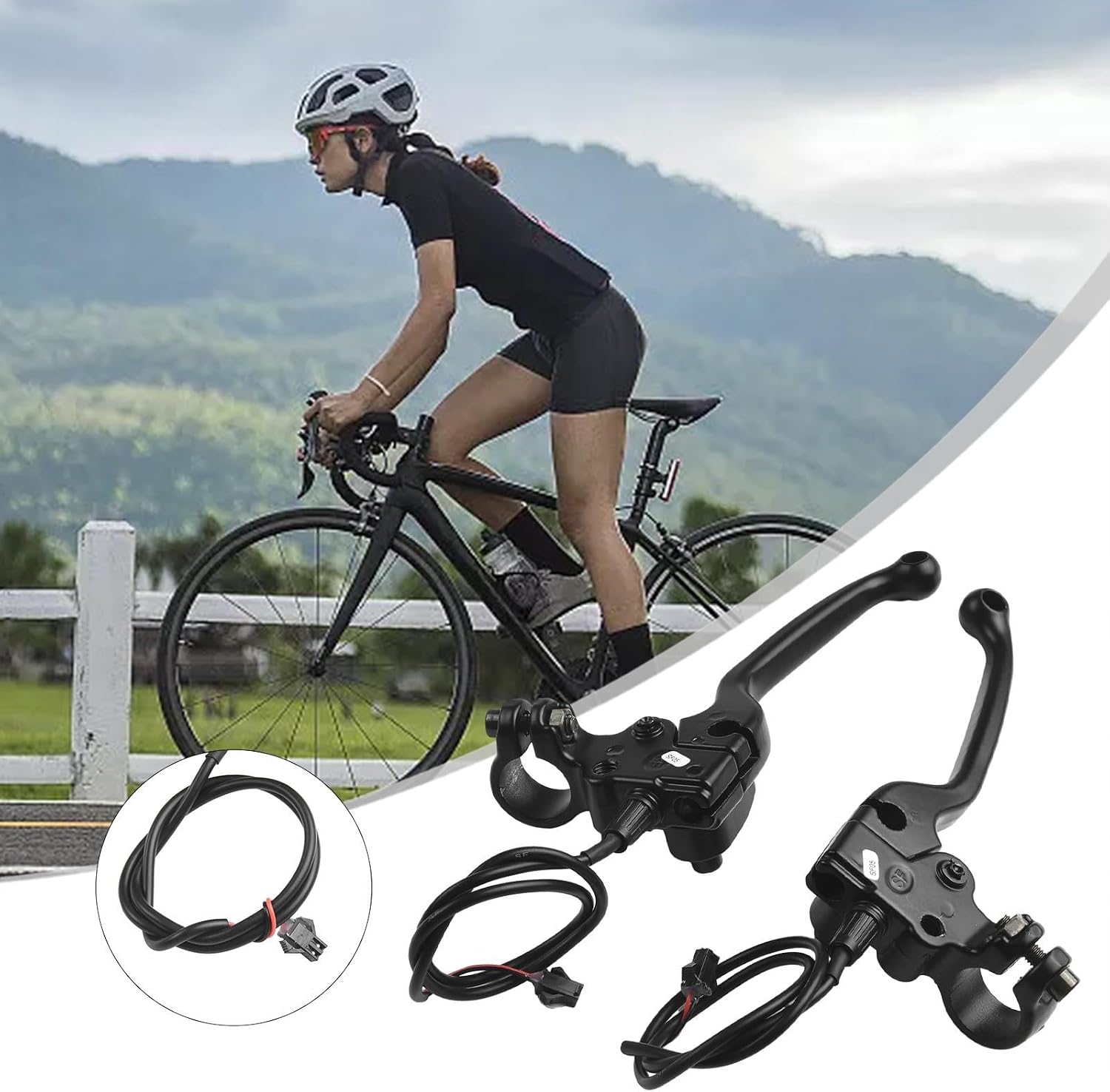 Electric Bike Brake Handle, Ebike Mechanical Brake Levers Parking Button Bike Electric Brake Lever Replacement Parts