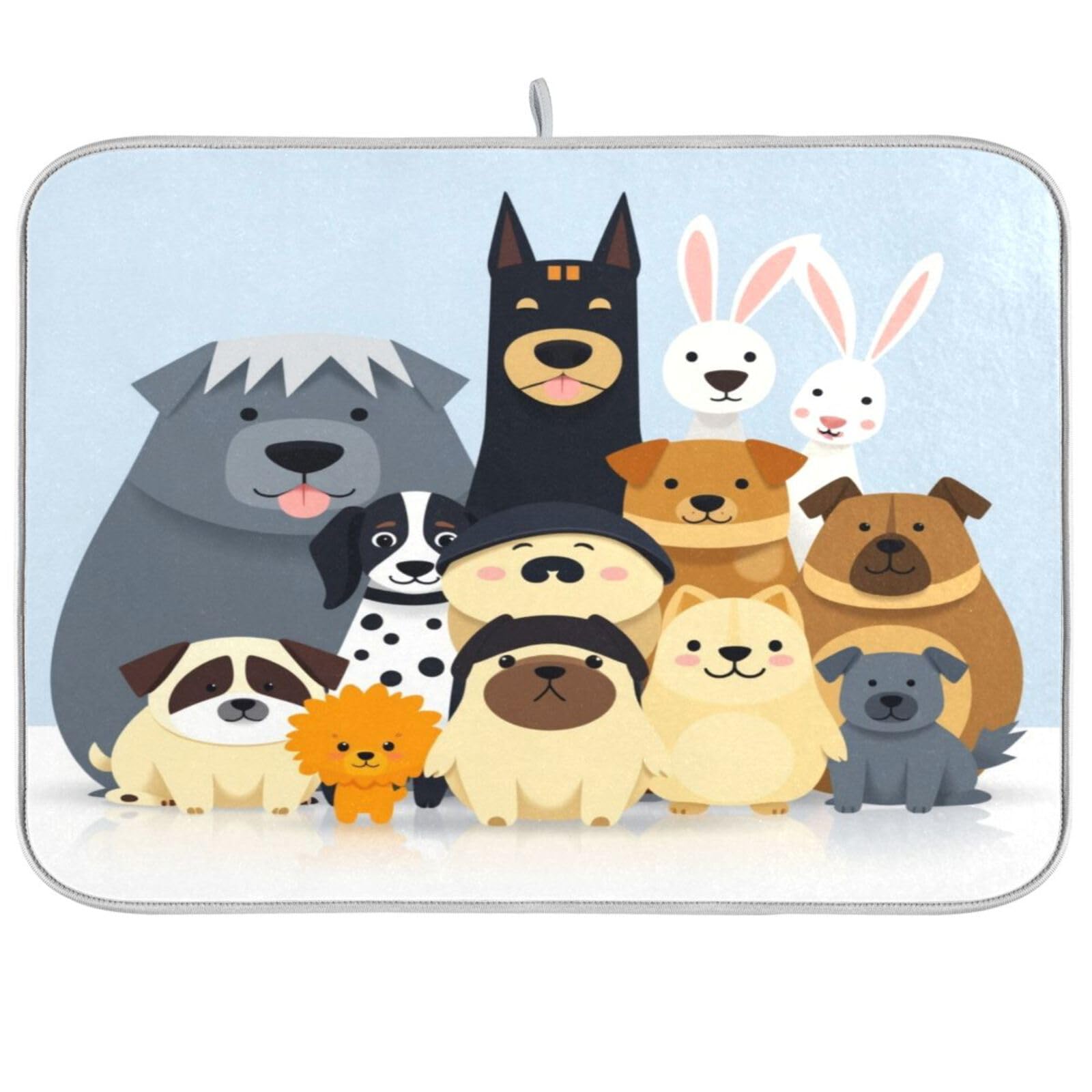 Dog Dish Drying Mat 18x24 inch Animal Monster Drying Pad Dish Drainer Mat Protector for Kitchen Countertops Counter