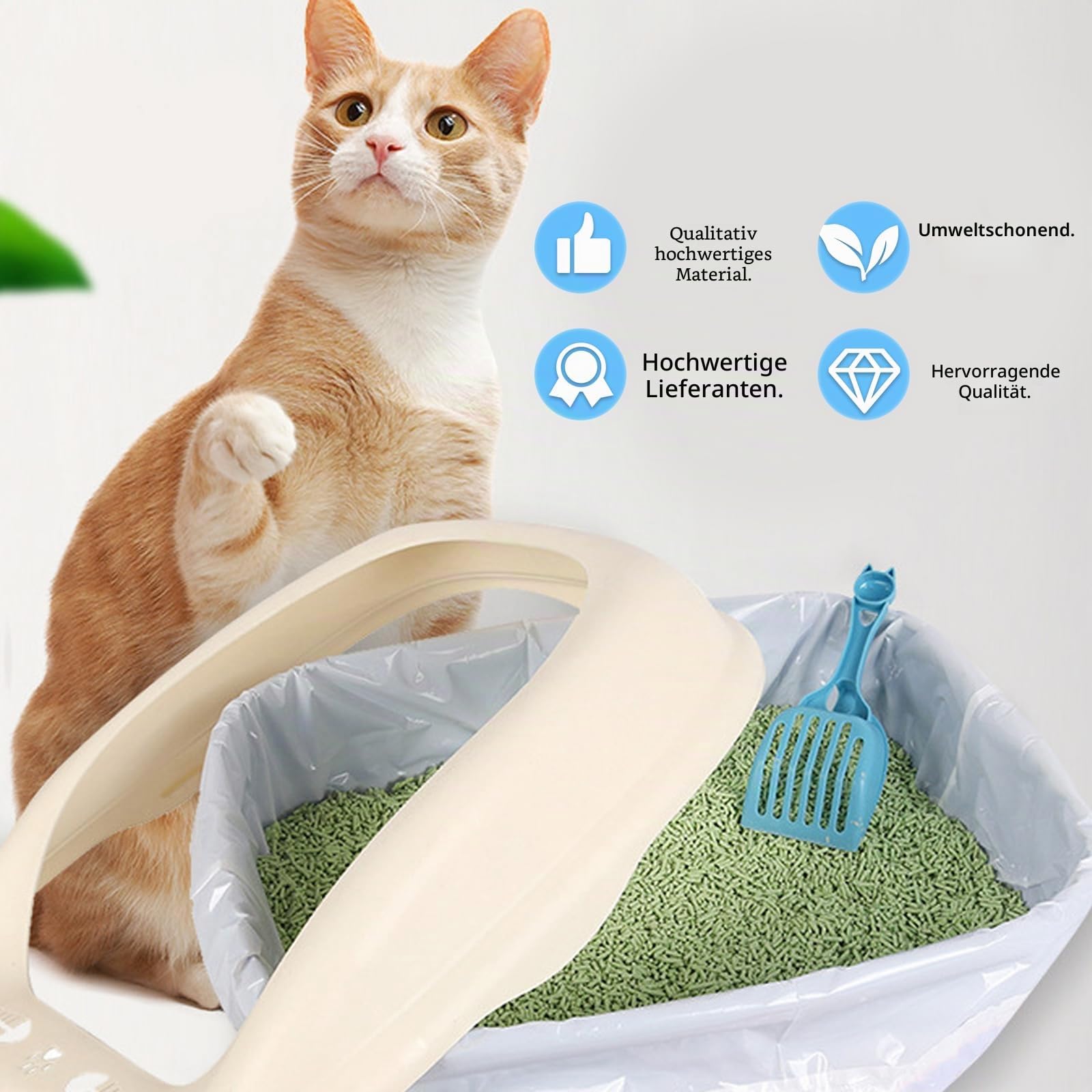 100 Stück Katzentoilettenbeutel, Katzenstreutasche Mit Zugbändern, Selbstreinigende Katzentoilette Müllbeutel, Kratzfest Abfallbeutel Für Elektrische Selbstreinigende Katzentoilette, 58x35cm