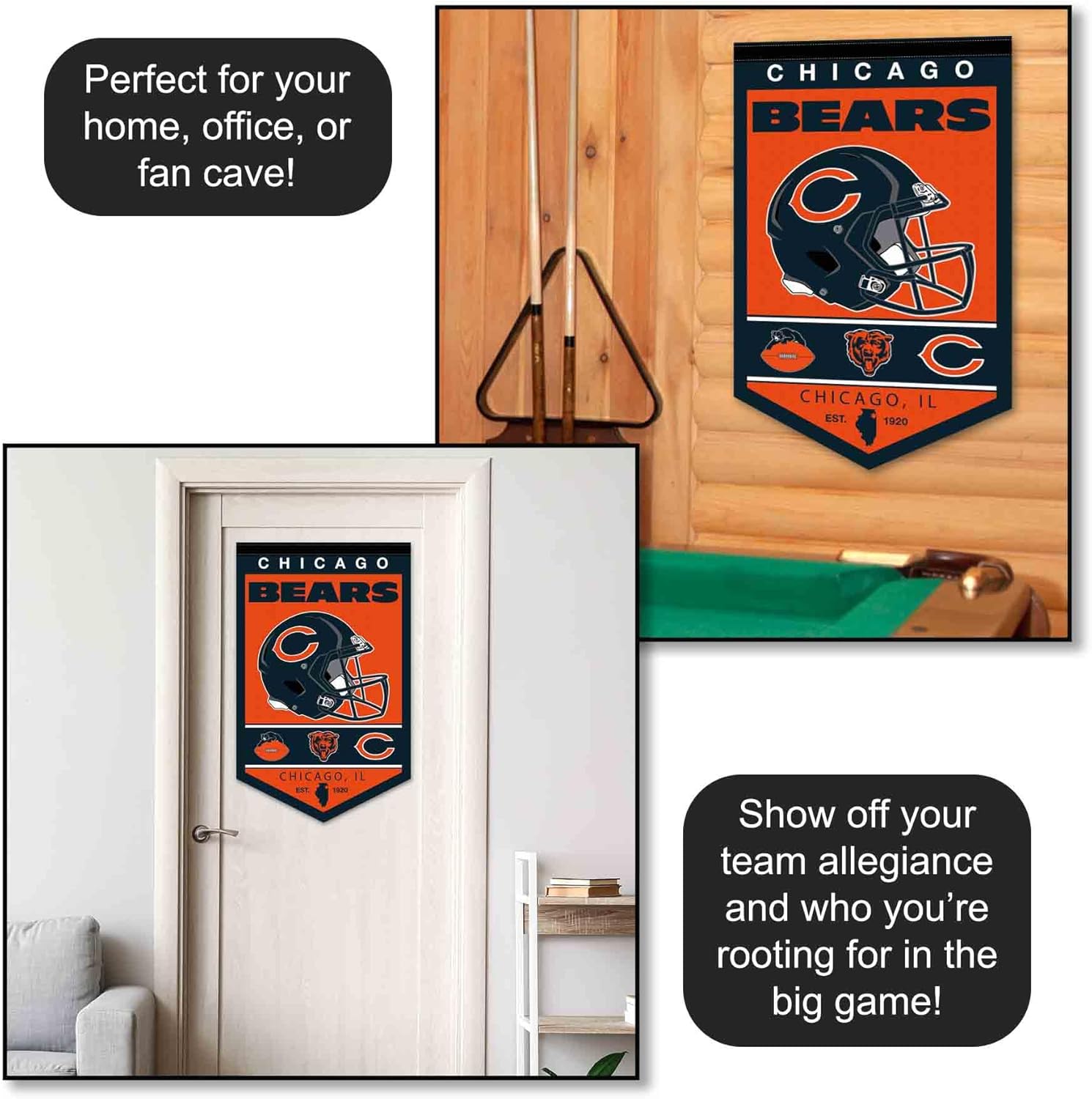 WinCraft Chicago Bears Heritage History Banner Pennant, 15x24" - Image 3