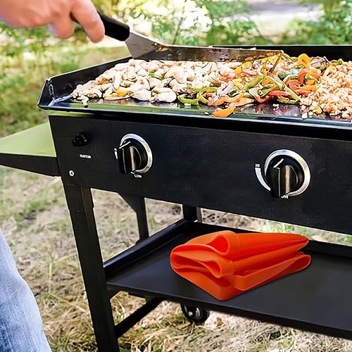 Miniatura 7 de Tapete de silicona para parrilla Blackstone de 22 pulgadas, cubierta de parrilla de superficie inferior pulida para protector de Blackstone al aire