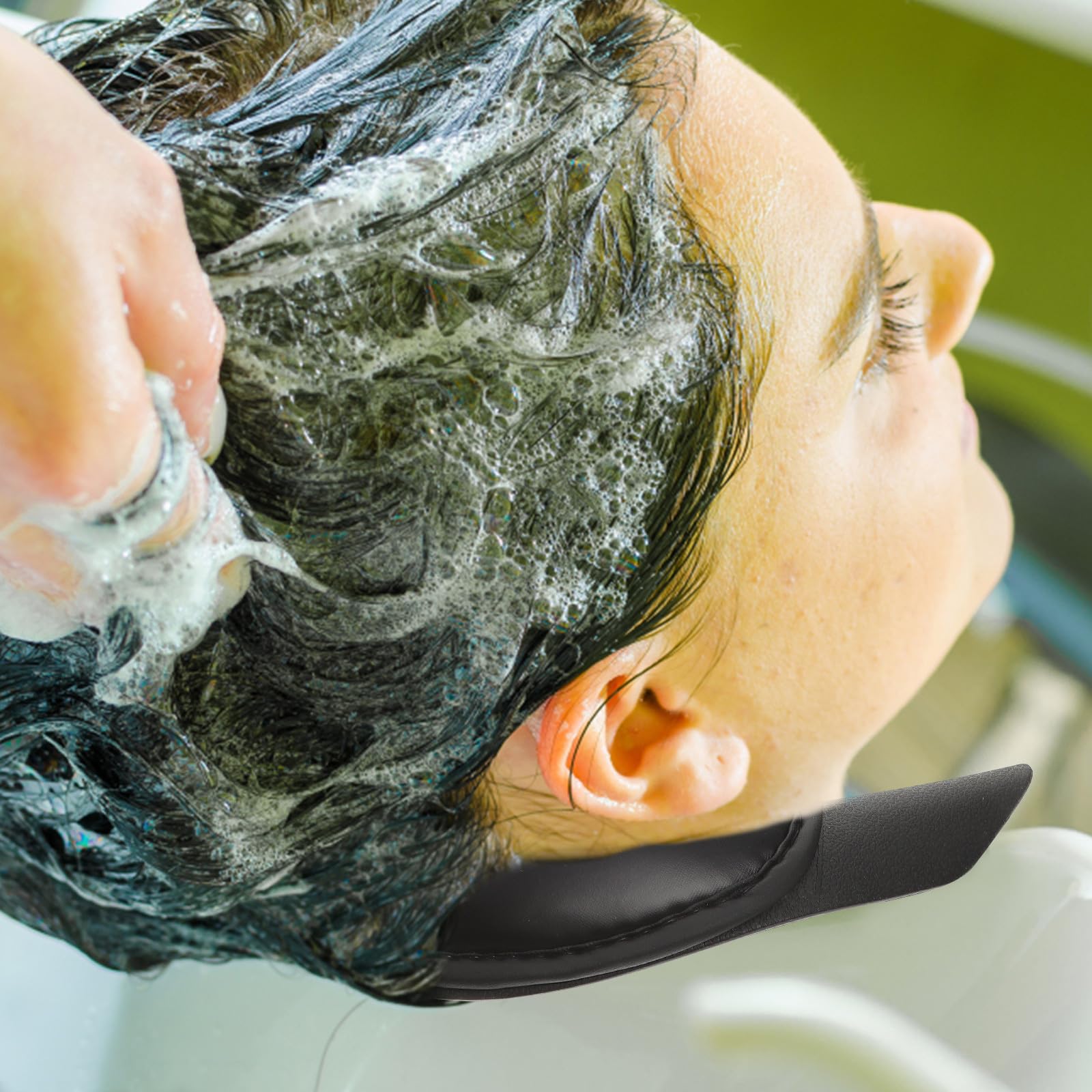 rutschfeste Gel Nackenstütze für Haarwäsche, Schwarz | Stabil und Tragbar, für Salon und Heimgebrauch, Passend zu Waschbecken bei Haarpflege