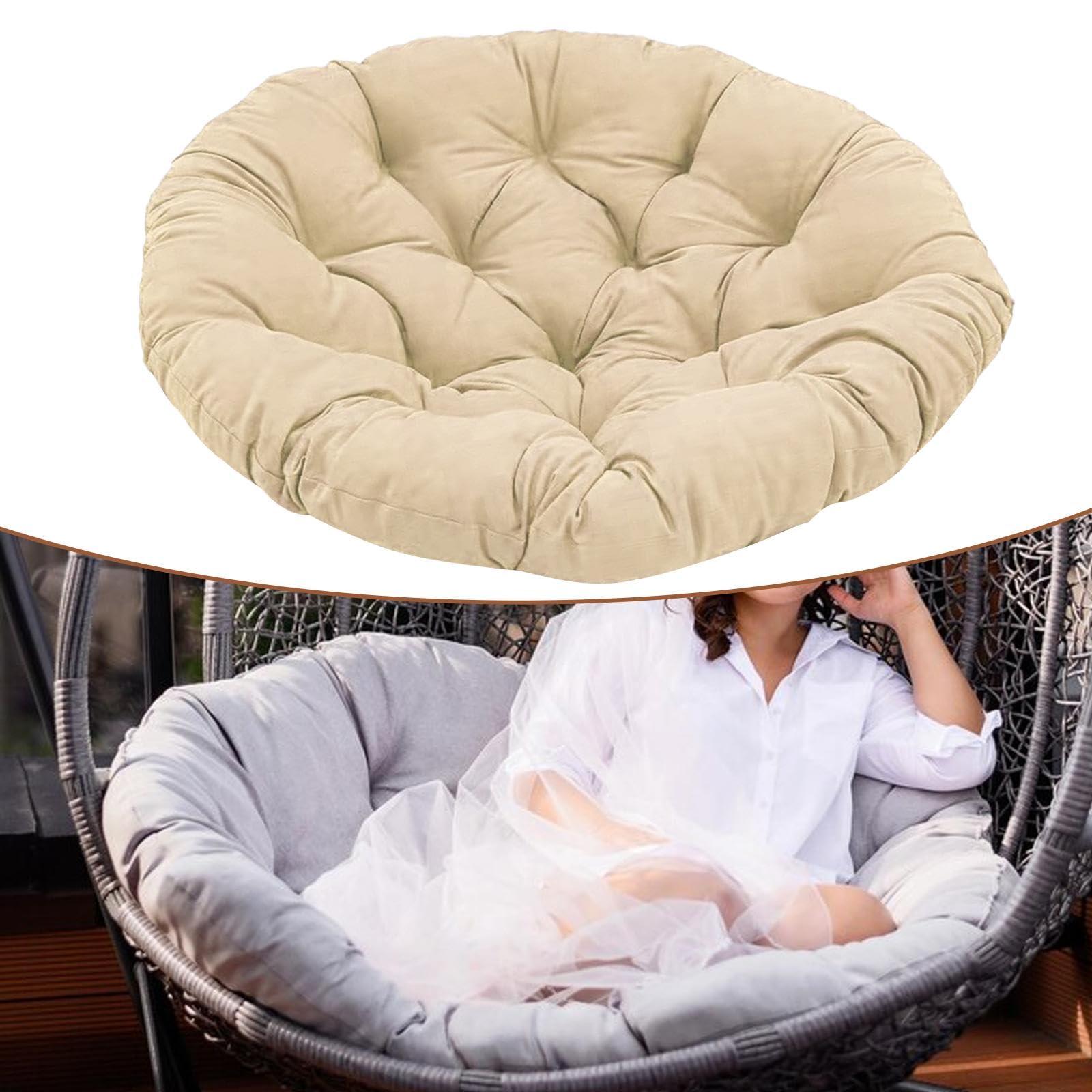 Gralara Papasan Chair Cushion 20inch Egg Chair Cushion Hanging Chair Cushion Washable Stylish Patio Chair Mat for Rocking Chair Seats, Khaki