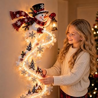 24'' Christmas Magic Trail Wall Light, Santa Sleigh Reindeer Wall Lights C