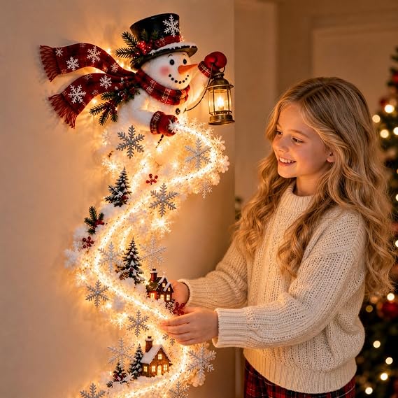 24'' Christmas Magic Trail Wall Light, Santa Sleigh Reindeer Wall Lights C