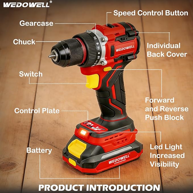 Taladro Atornillador Inalámbrico WEDOWELL 20V MAX, Motor Sin Escobillas miniatura 2