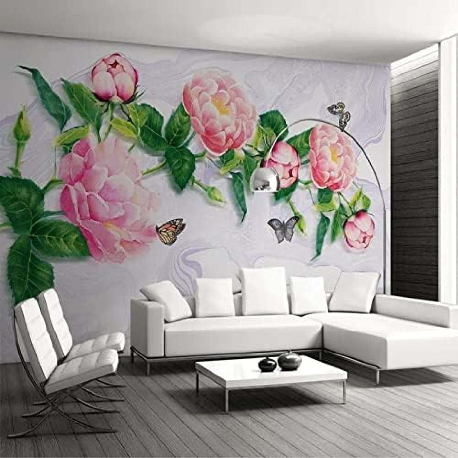 Papier peint 3D roses pour salon et chambre revêtement mural géant format 430x300 cm