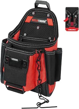 MELOTOUGH Small Electrician Tool Pouch Nail Screw Work Pocuh Tool Belt Pouch with Belt Clip Attachment Tradesman Tool Bag Pouch with Hammer Loop Electrician Tool Holster