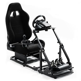 Dardoo More Stable Racing Simulator Cockpit with Game Seat Fit for Logitech G920 G923,for Thrustmaster T150,for Fanatec Steering Wheel Stand with Reinforcement Bars,Not Included Steering Wheel & Pedal
