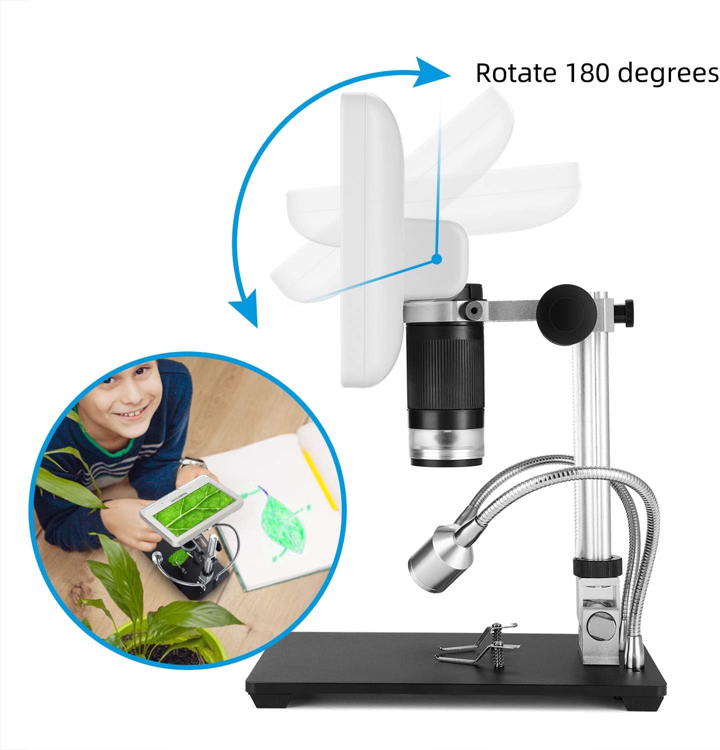 60% Off Discount 7 inch LCD Digital USB Microscope Angle Adjustable with Remote Control,Koolertron 12MP 1920x1080 30fps Video Recorder Image Flip/Reverse Color/Black & White for Circuit Board Repair Soldering PCB Coin