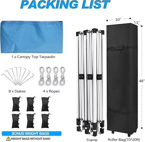 Miniatura 5 de Nianles Tienda de campaña desplegable de 10 x 20 pies, toldo duradero para exteriores, sombra instantánea, tienda comercial impermeable ajustable