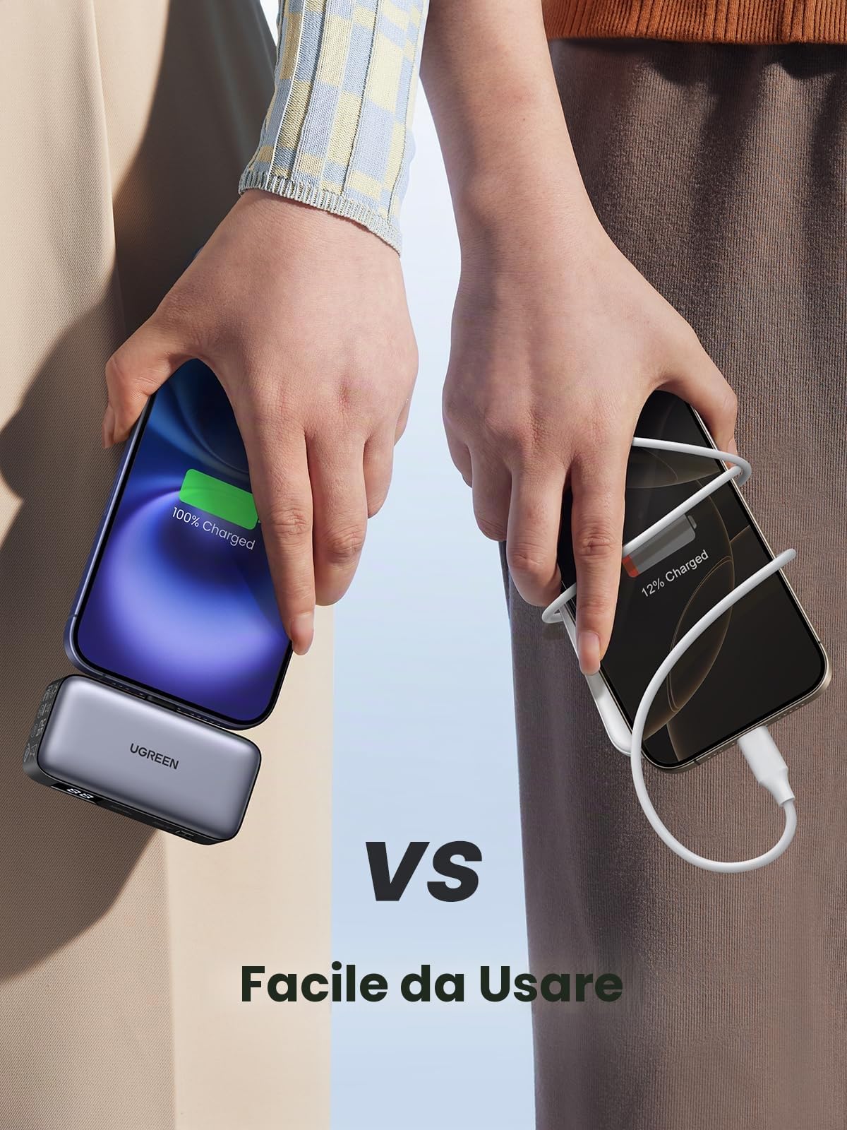 UGREEN Power Bank USB-C 22,5W Ricarica Rapida Supporto LED Compatibile iPhone 15 iPad Pro Galaxy Pixel