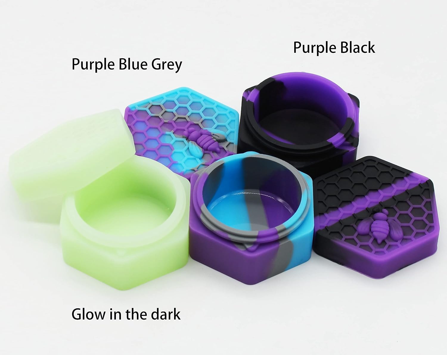 26ml Hexagon Silicone Wax Container Non-stick Concentrate Jars with 7.87" Round Mat and Carving Tool image 2