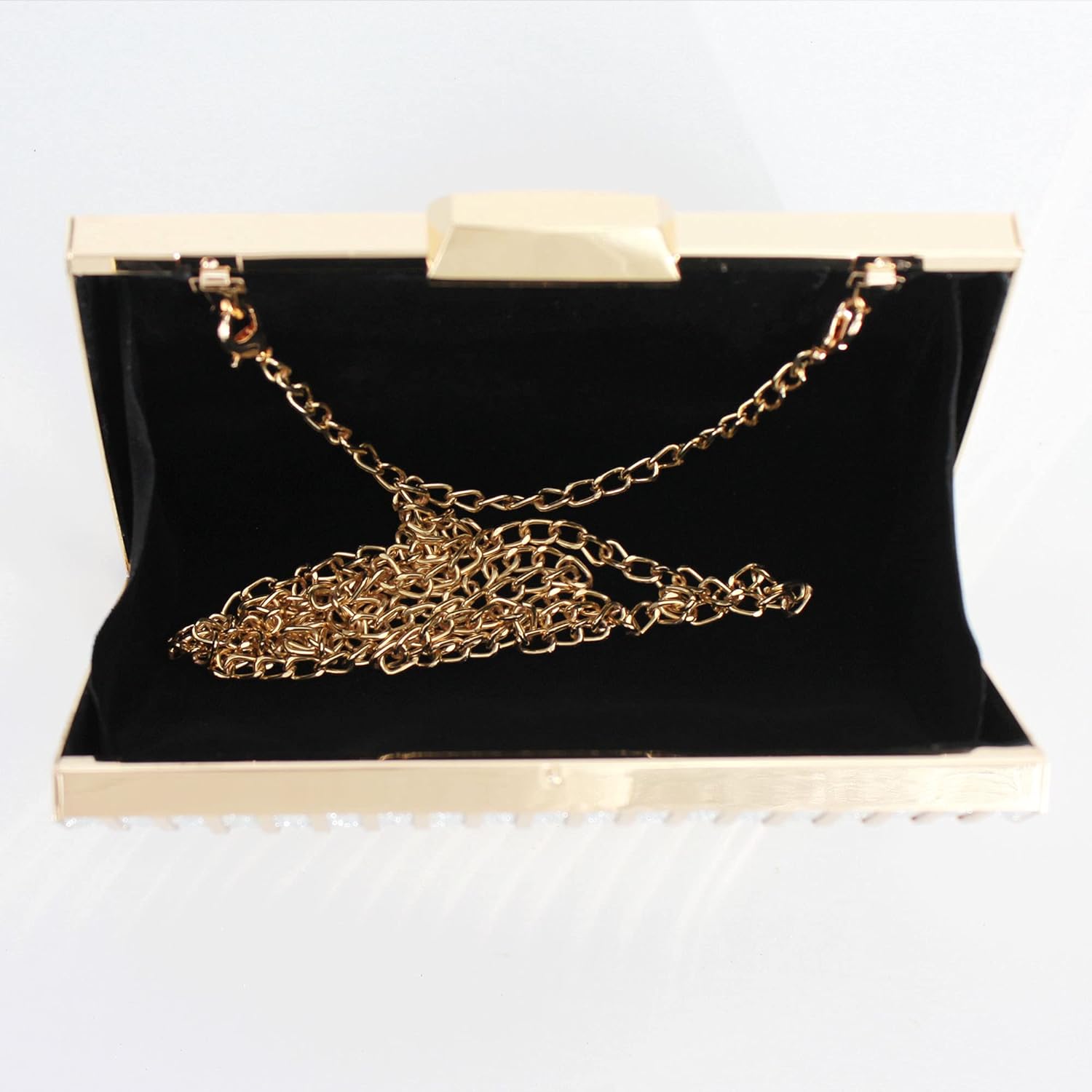 Women Metal Box Clutch Diamond Evening Handbag Mini Chain Shoulder Crossbody Purse