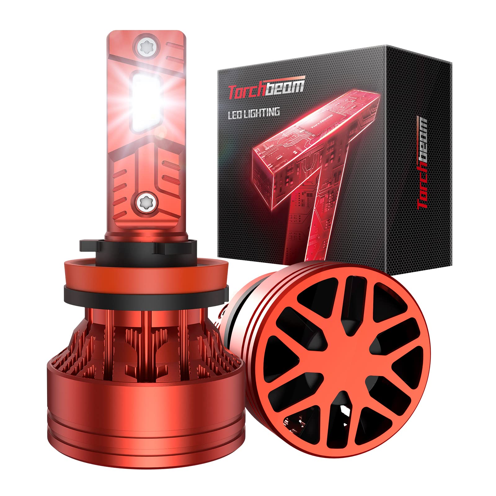 Torchbeam H11/H8/H9 LED Light Bulbs, 2026 Series 87000LM, 6500K White Beam, Mini Design for Powersports, 2 Pack