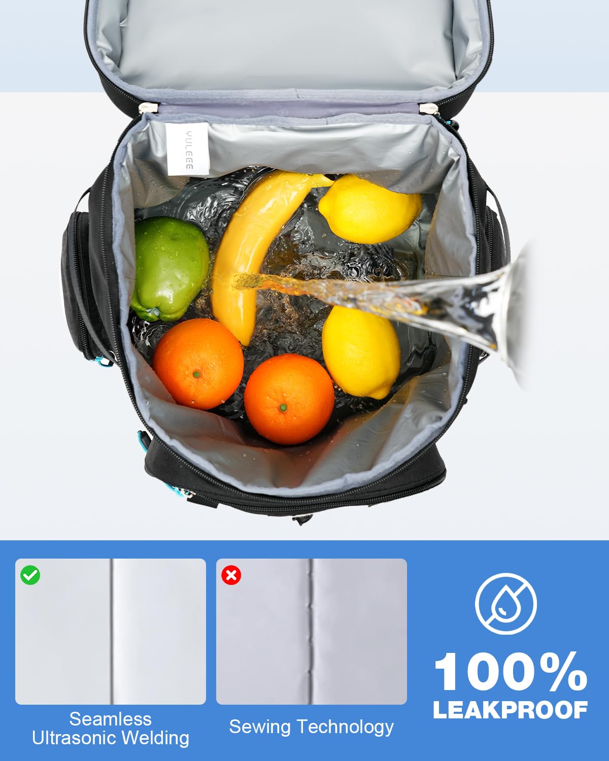 Mochila Nevera Grande, 30L Neveras Isotermica Portatil, Bolsa de Picnic con Aislamiento Hermético, Cooler Bag Tela para Playa, Camping, Viaje, Trabajo, Picnic, Negro