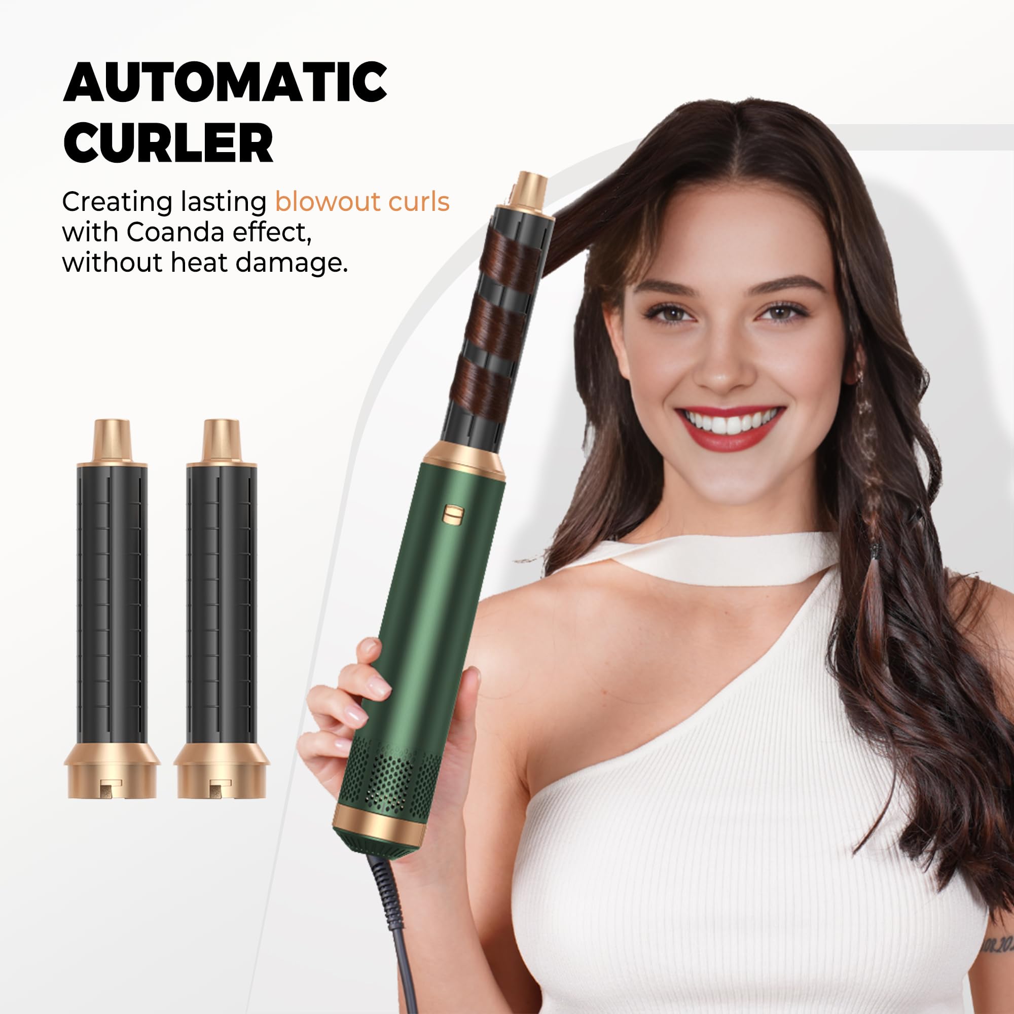 OKWRAP Hair Styler Set Stylingbürsten Hairstyler 5 in 1 Haarstyler, Airstyler Air Curlers Föhn 5 in 1 Mit Rundbürstenföhn Haarstyler Warmluftbürste Föhn Lockenstab Luft Für Glätten, Volumen, Locken