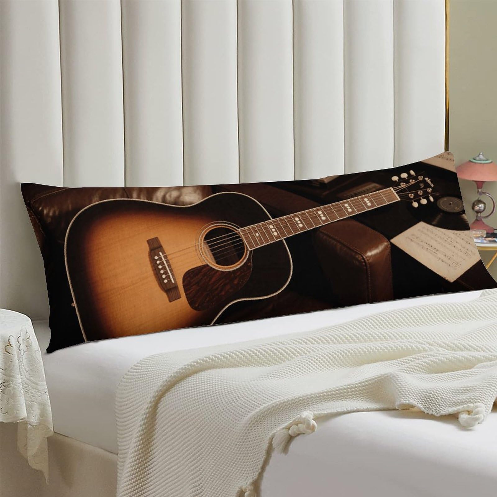 Body Pillow Cover 20x54 Long Pillow Case with Invisible Zipper Breathable Microfiber Musical Guitar Pillowcase Soft Cozy Protector for Bedroom Couch Sofa Bed Home Decor All Seasons