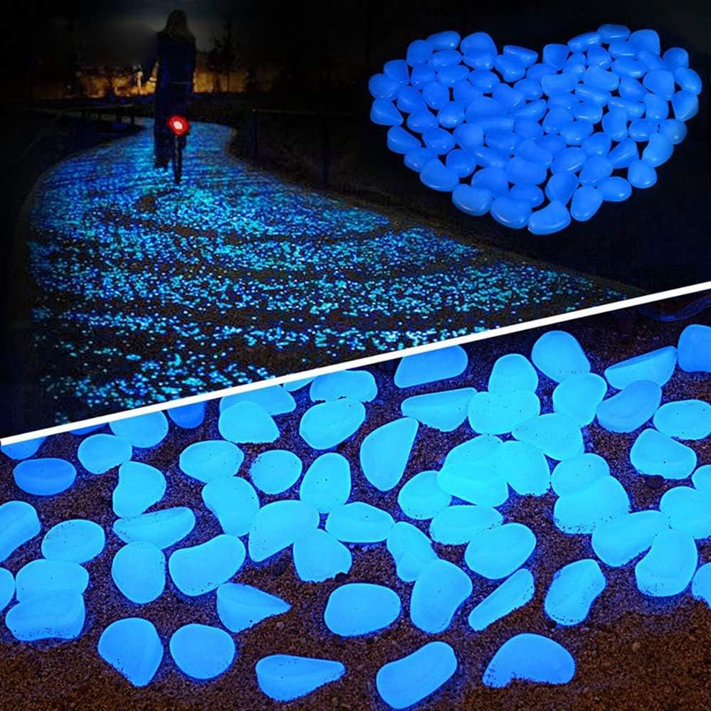 XIAN 200 Pcs Luminous Rock, Stone Luminous Dark Garden Pebbles, Used for Sidewalks, Garden Paths, Terrace Lawns, Garden Yards, Decorative Stones, Sidewalk Fish Tank Decoration, Aquariums, Fish Tanks