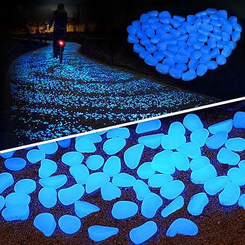 Miniatura 5 de XIAN 200 piedras luminosas, piedras luminosas oscuras de jardín, utilizadas para aceras, senderos de jardín, césped de terraza, patios de jardín,