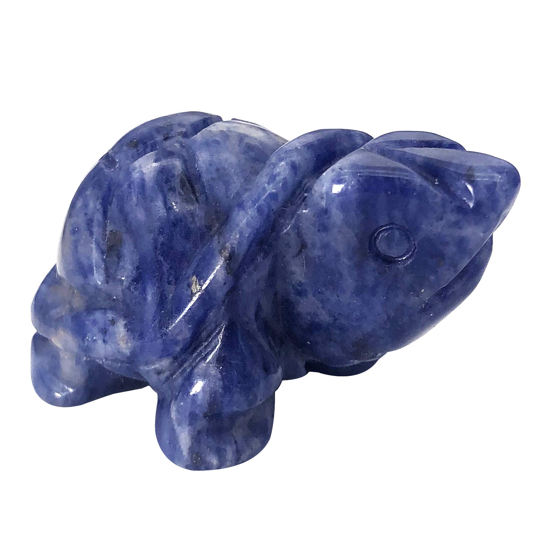 Fekuar Blue Sodalite Stone Turtle Statue, Hand Carved Tortoise Animal Collectible Sculpture Fengshui Healing Crystal 1.5"(40mm)