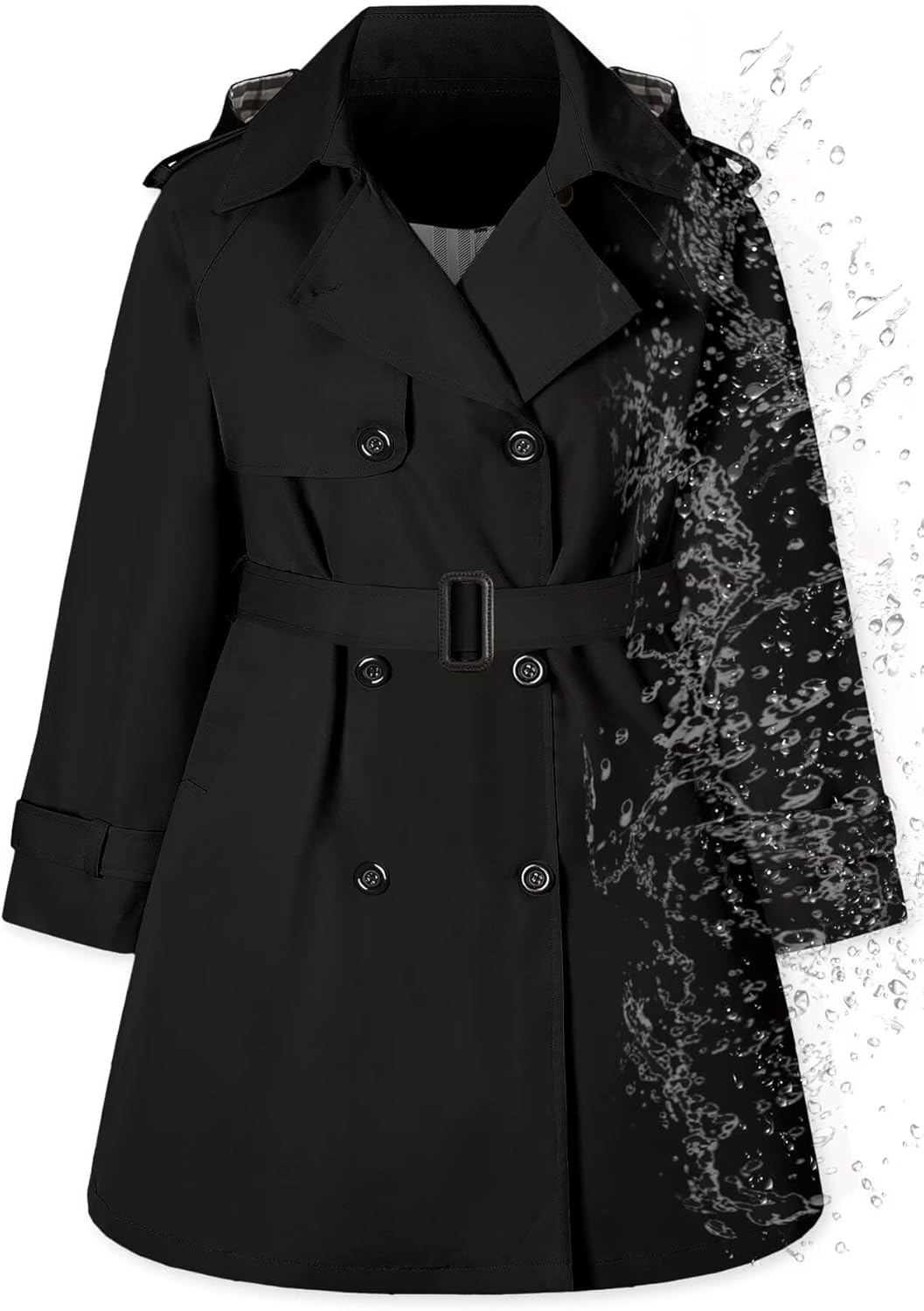 Betusline Girls & Women's Rain Jackets Waterproof Hooded Trench Coat,3 Years - Women 2XL