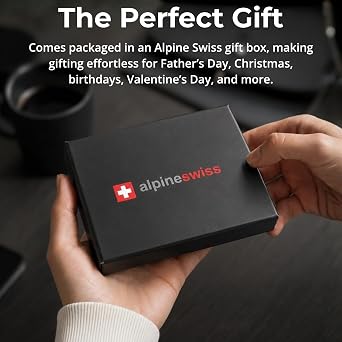 Alpine Swiss Harper Mens RFID Slim Money Clip Front Pocket Wallet Minimalist Leather ID Card Holder