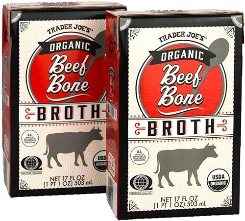Trader Joe's - Caldo de hueso de res orgánico 17fl oz 17.0 fl oz (dos cajas)
