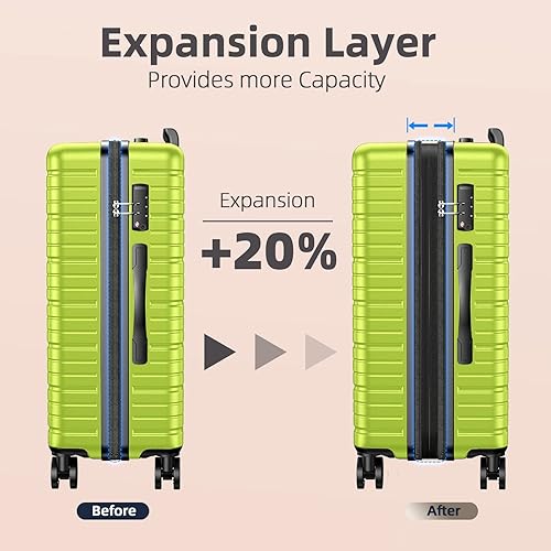 Miniatura 6 de BEOW Luggage Set Hardside Lightweight Suitcase Sets ABS Durable Wheels with TSA Lock 4 Piece Set Green (16202428)