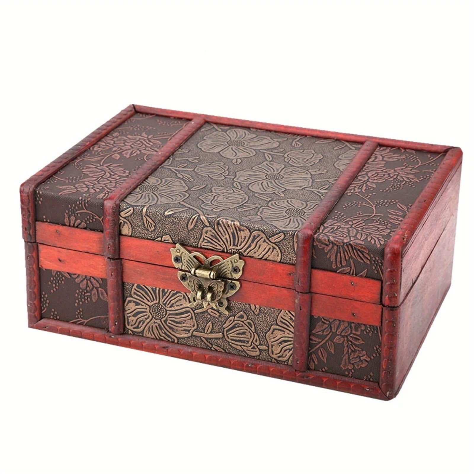Coffre à trésor avec serrure en bois pour livres et souvenirs - Style 02