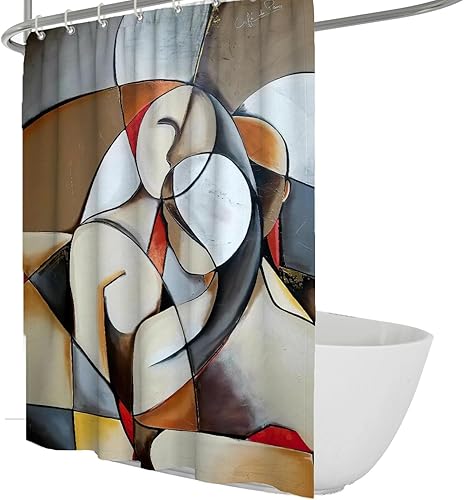 BYJING Art Picasso - Cortina de ducha con figuras abstractas cortinas de ducha para artistas decoración del hogar hotel lavable a máquina