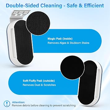 fishkeeper Aquarium Glass Cleaner, Double Side Algae Scraper with 2 Blades