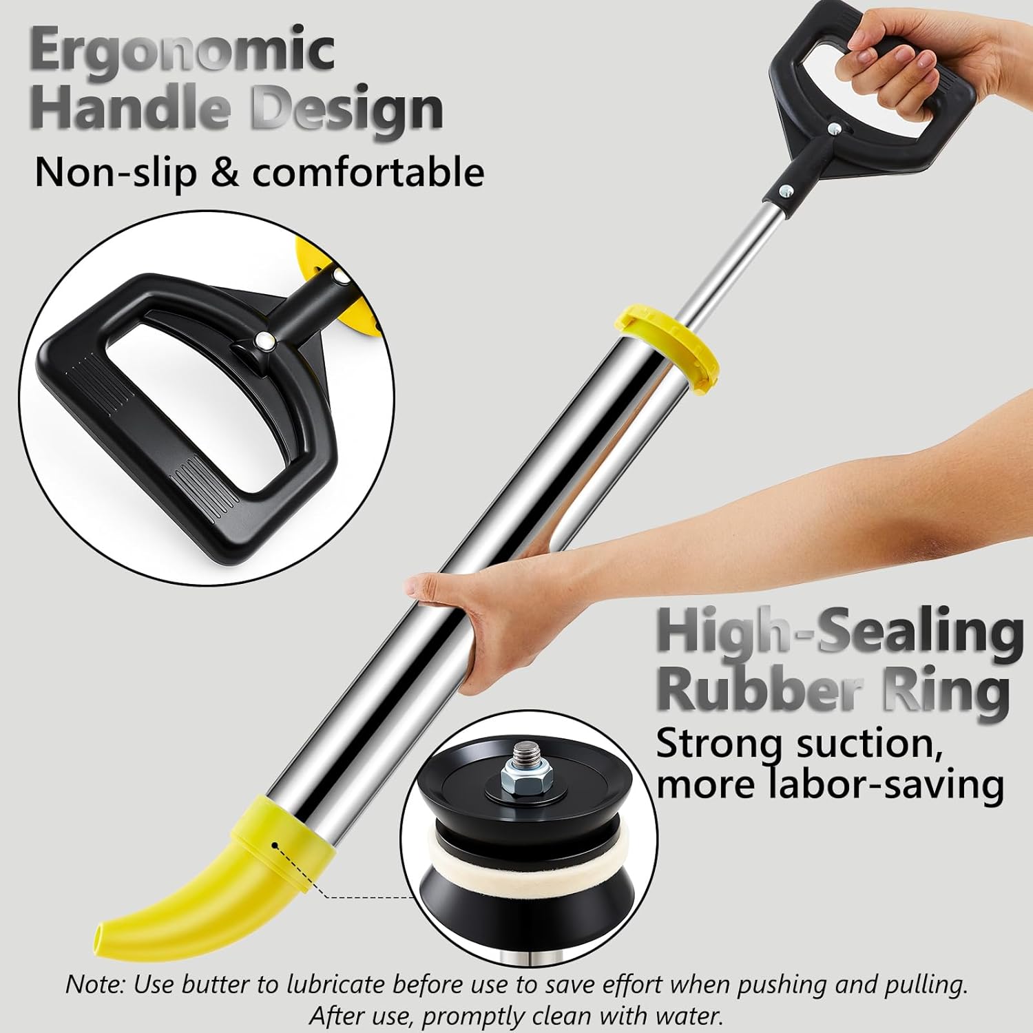 Mortar Pointing Grouting Gun with Grout Tools Stainless Steel Cement Caulking Gun Mortar Grouting Tool with 5 Nozzles for Tile Installation, Sealing, and Joint Filling