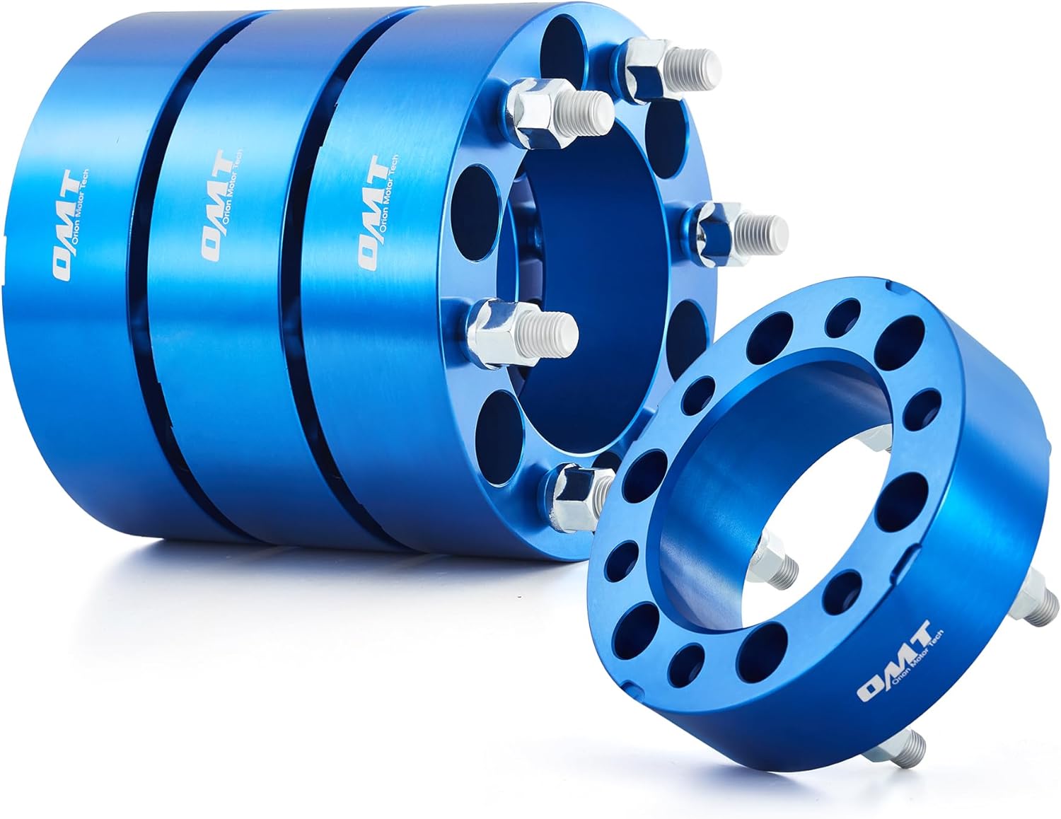 Orion Motor Tech 6x5.5 Wheel Spacers, 2 Inch Blue Wheel Spacer Kit with M14x1.5 Studs Compatible with Chevy Silverado 1500 Chevrolet Tahoe GMC Yukon Suburban, 108mm Bore Blue Wheel Spacers