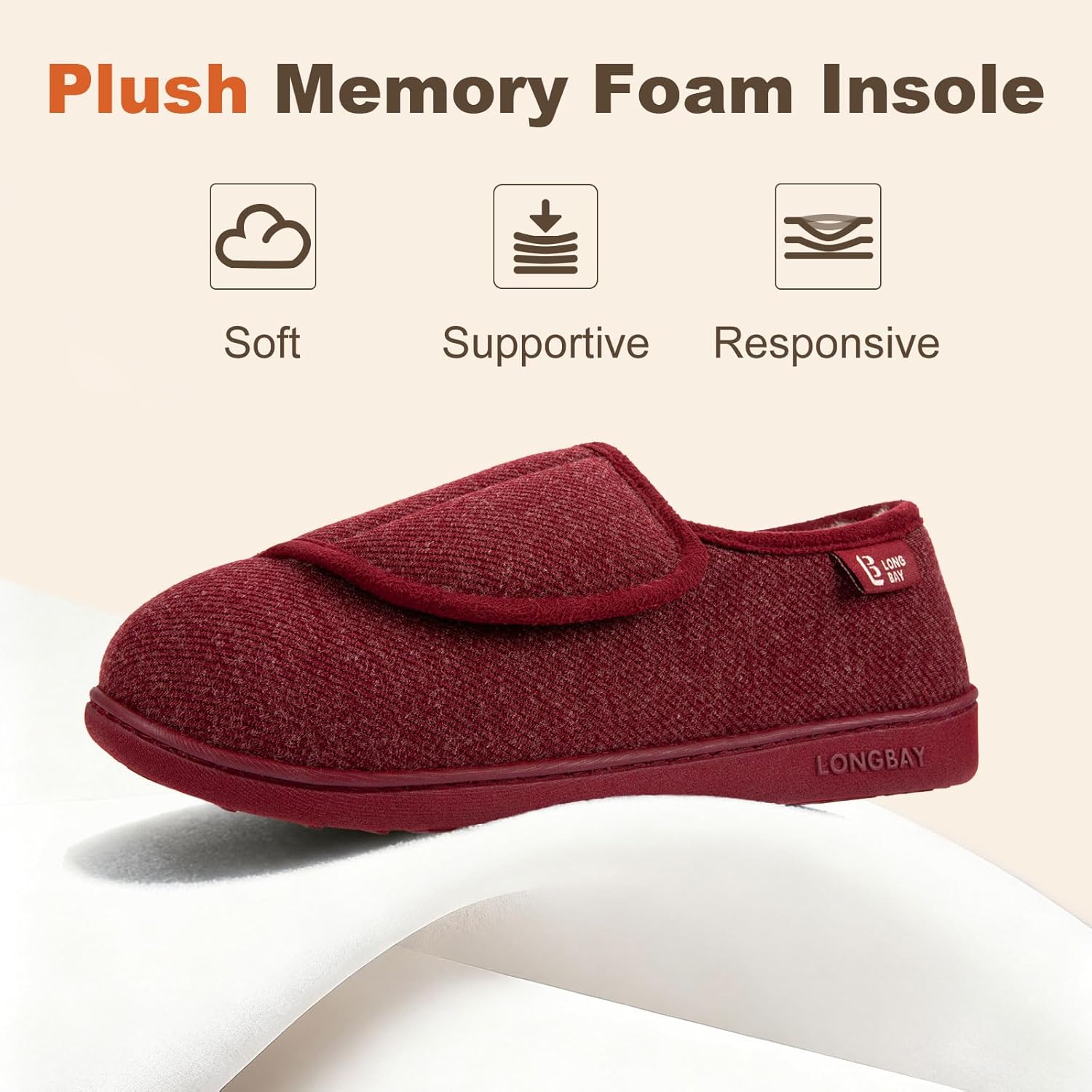 LongBay Women's Adjustable Slippers Non Slip Wide House Shoes Indoor Outdoor Diabetic Swollen Feet - Image 5