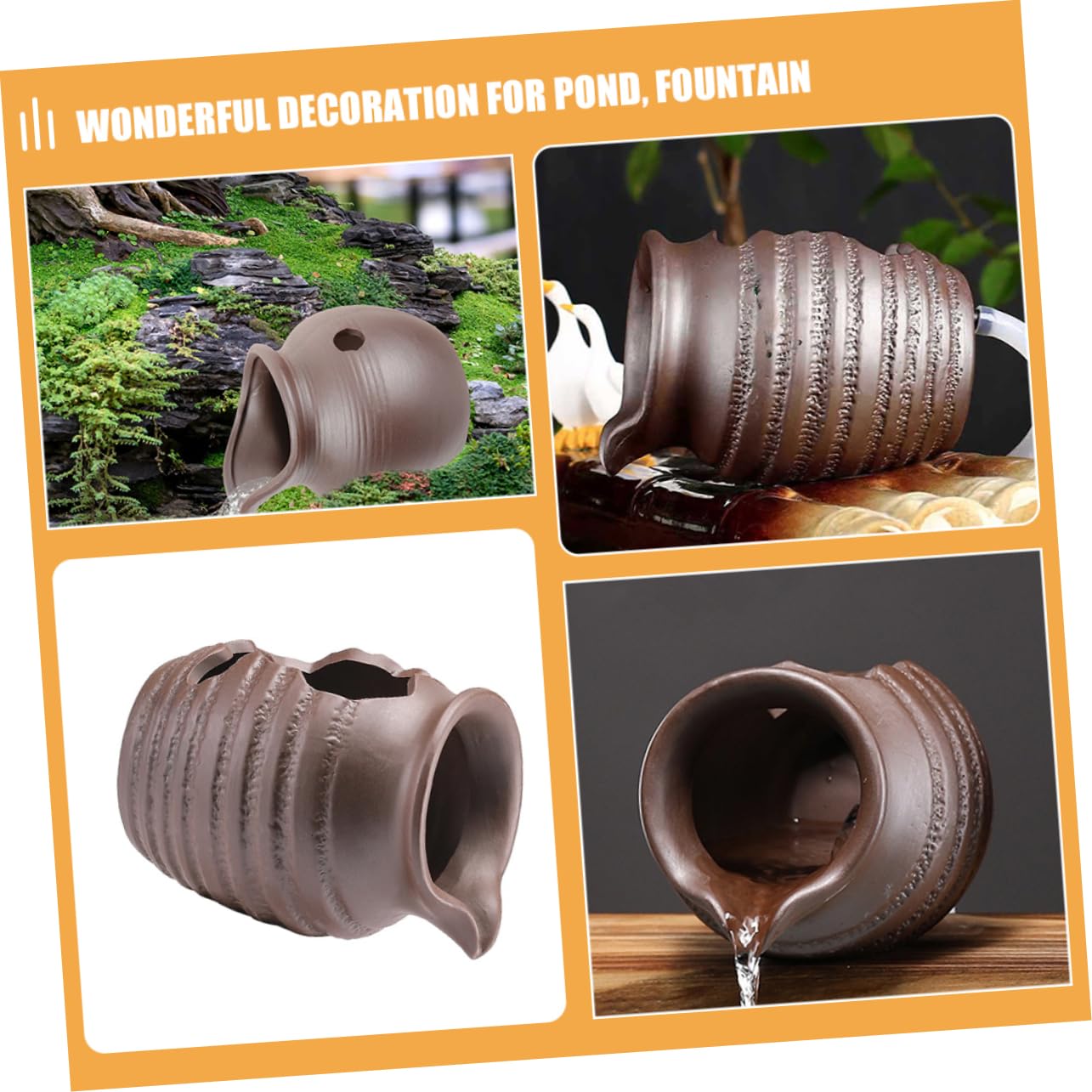 Zerodeko Contenitore in Ceramica Decorativo per Fontana da Giardino Esterno di Spruzzatore d Acqua, Design Altamente Realistico e Decorazione per Giardino Annuale