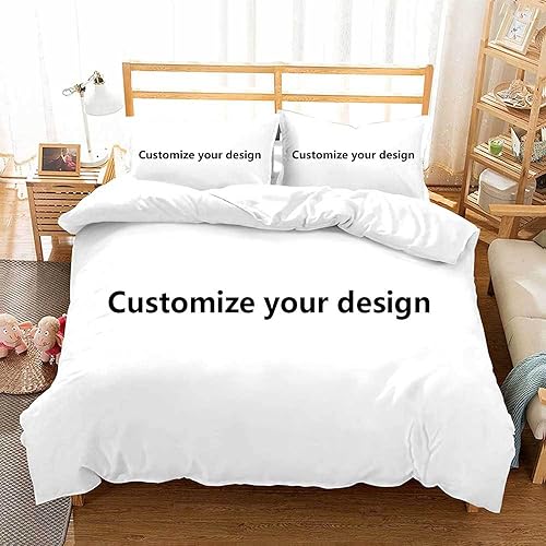 Miniatura 5 de Guf Juego de ropa de cama personalizada con foto, juego de funda de edredón personalizada de 3 piezas, funda de edredón personalizada con texto de