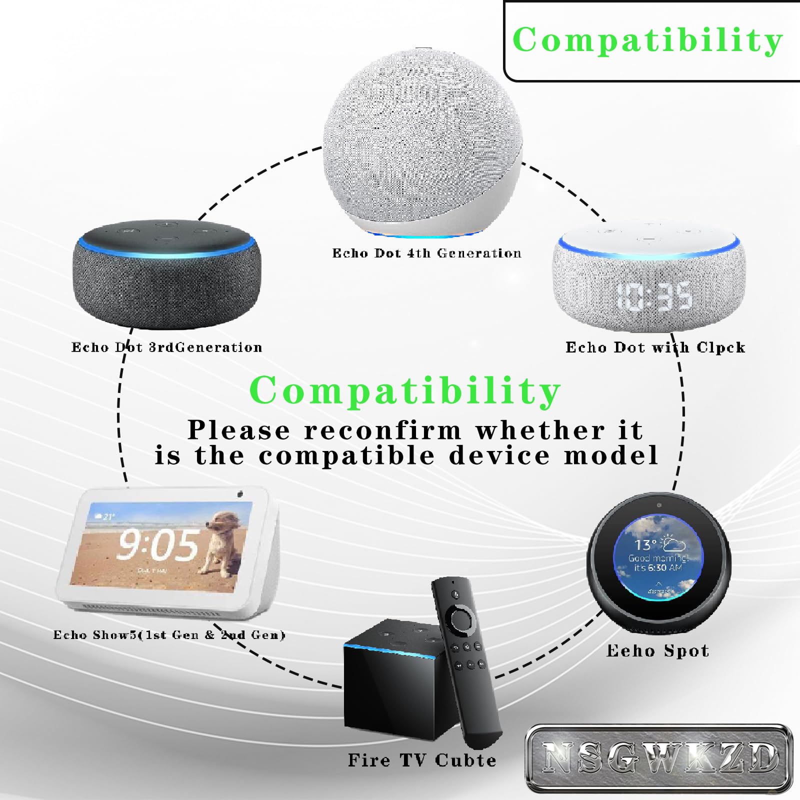 15W Charger Replacement for Echo Show 5 1st gen / 2nd gen, Alexa Echo Dot 3rd Generation/Dot 5th Gen/Dot 4th Gen/Kids Edition, Pop Power Cord Adapter Plug, Black