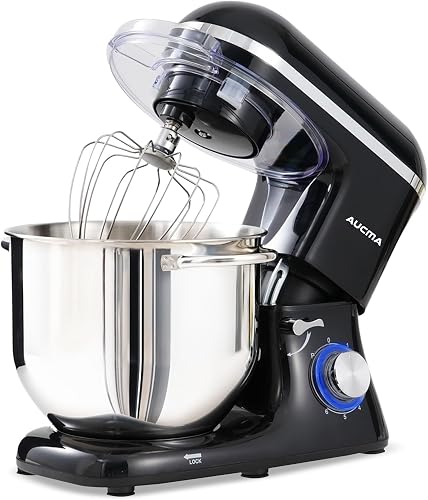 Stand Mixer,8QT 900W 6-Speed Tilt-Head Food Mixer, Kitchen Electric Mixer with Dough Hook, Wire Whip & Beater (Black, 8QT)