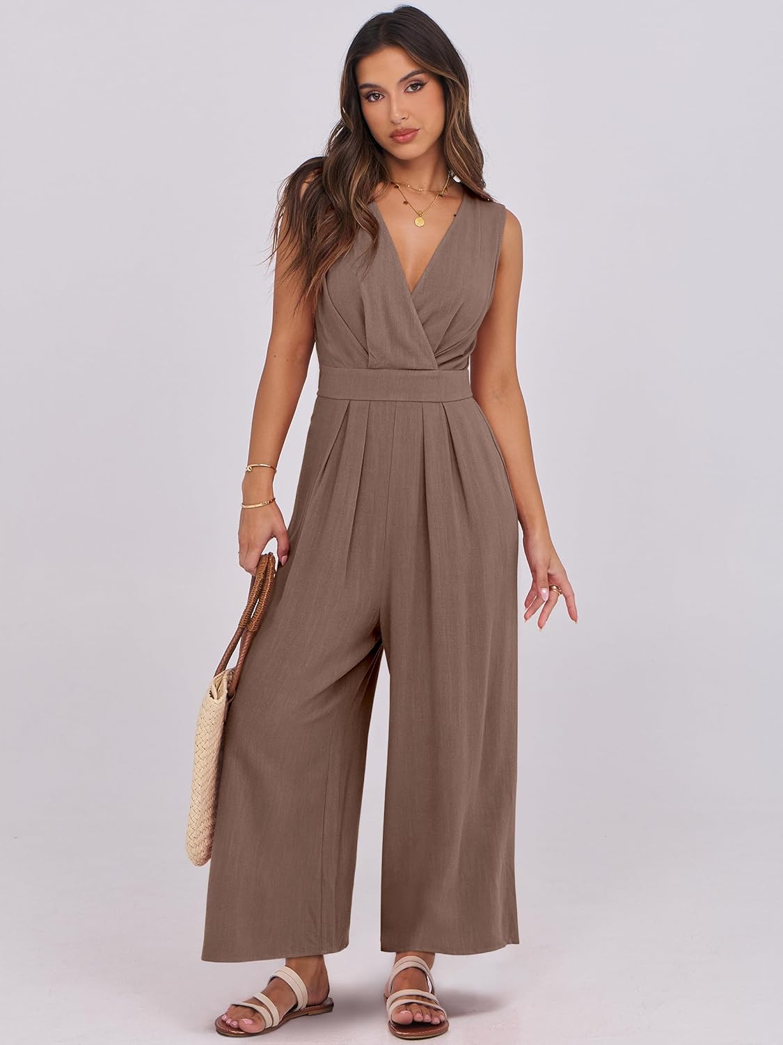 ANRABESS Women Jumpsuits Sleeveless V Neck Elegant Dressy Casual Backless One Piece Pants Romper 2026 Summer Outfits - Image 3