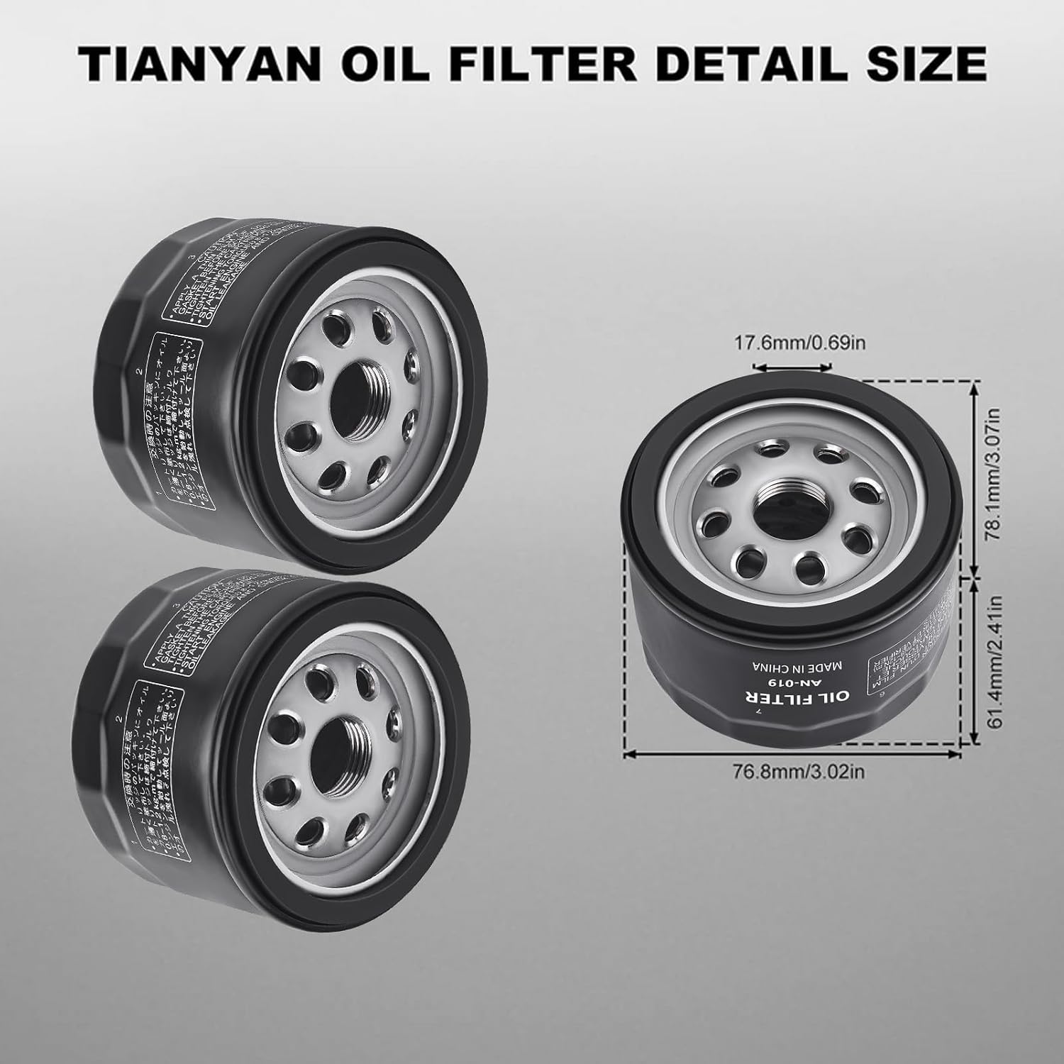 TIANYAN 12 050 01-S Oil Filter Replacement for Kohler Engine Lawn Mower KH-12-050-01-S KH-12-050-08, YTH20K46 AM125424 Cub Cadet, Troy Bilt,Craftsman, Toro Lawn Mower Oil Filter(2Pack)