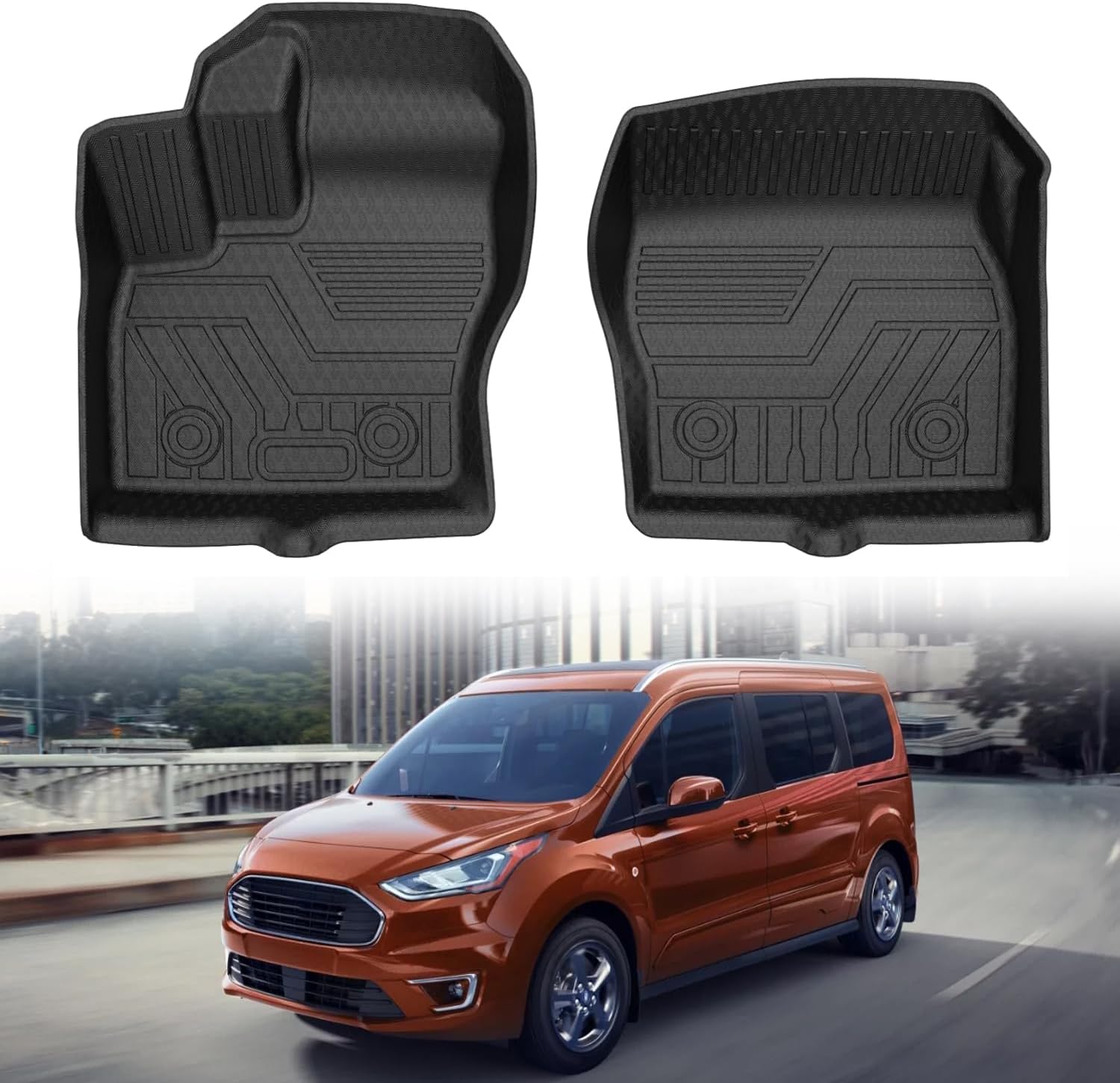 - Mixsuper Custom Fit Front Floor Mats for 2014-2021 Ford Transit Connect with Vinyl Flooring and Floor Posts Only, All Weather Floor Liners Durable 1st Row Set Black