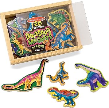 Melissa & Doug Melissa & Doug Coffret 20 Magnets Dinosaures en Bois avec Boîte de Rangement