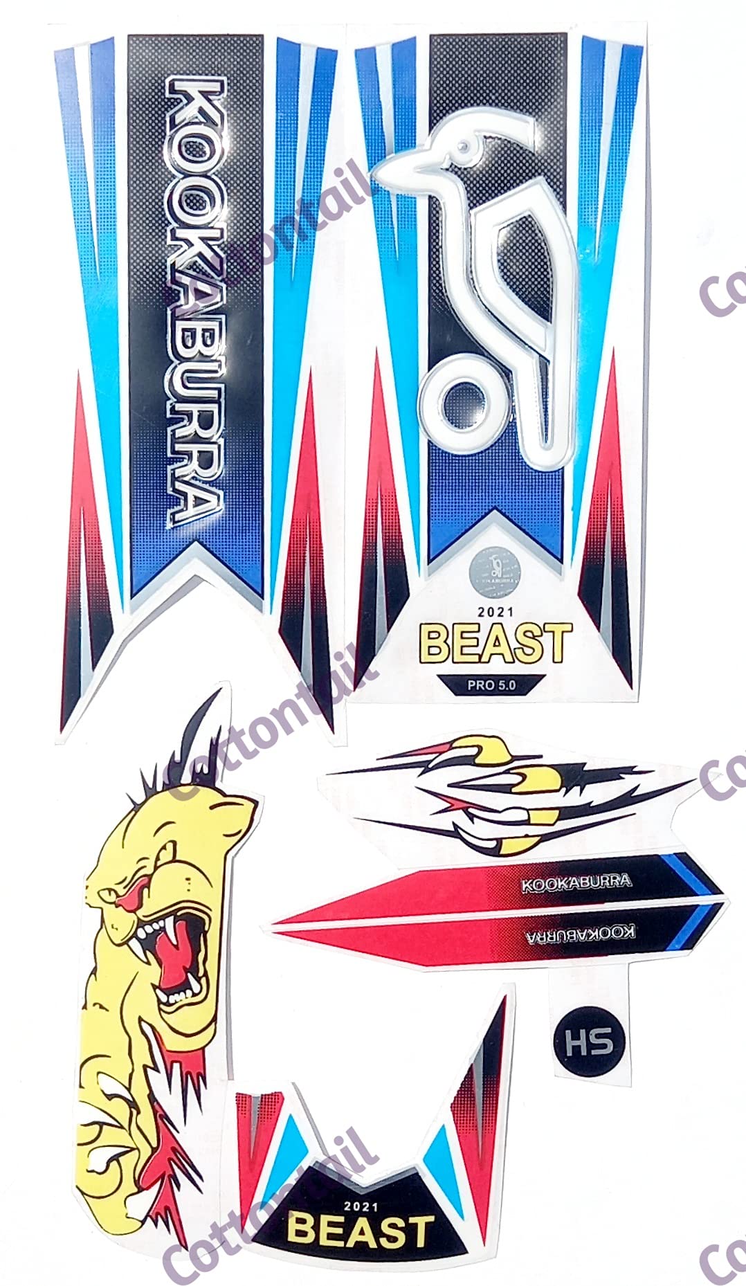 COTTONTAIL | 3D BST PRO Edition | English Willow | Embossed Cricket Bat Sticker | Blue