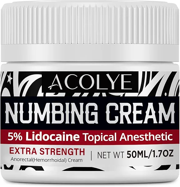 Acolye Numbing Cream Extra Strength: 5% Lidocaine Maximum Strength Numbing Cream with Menthol Arnica and Emu Oi 1.7oz / 50ml