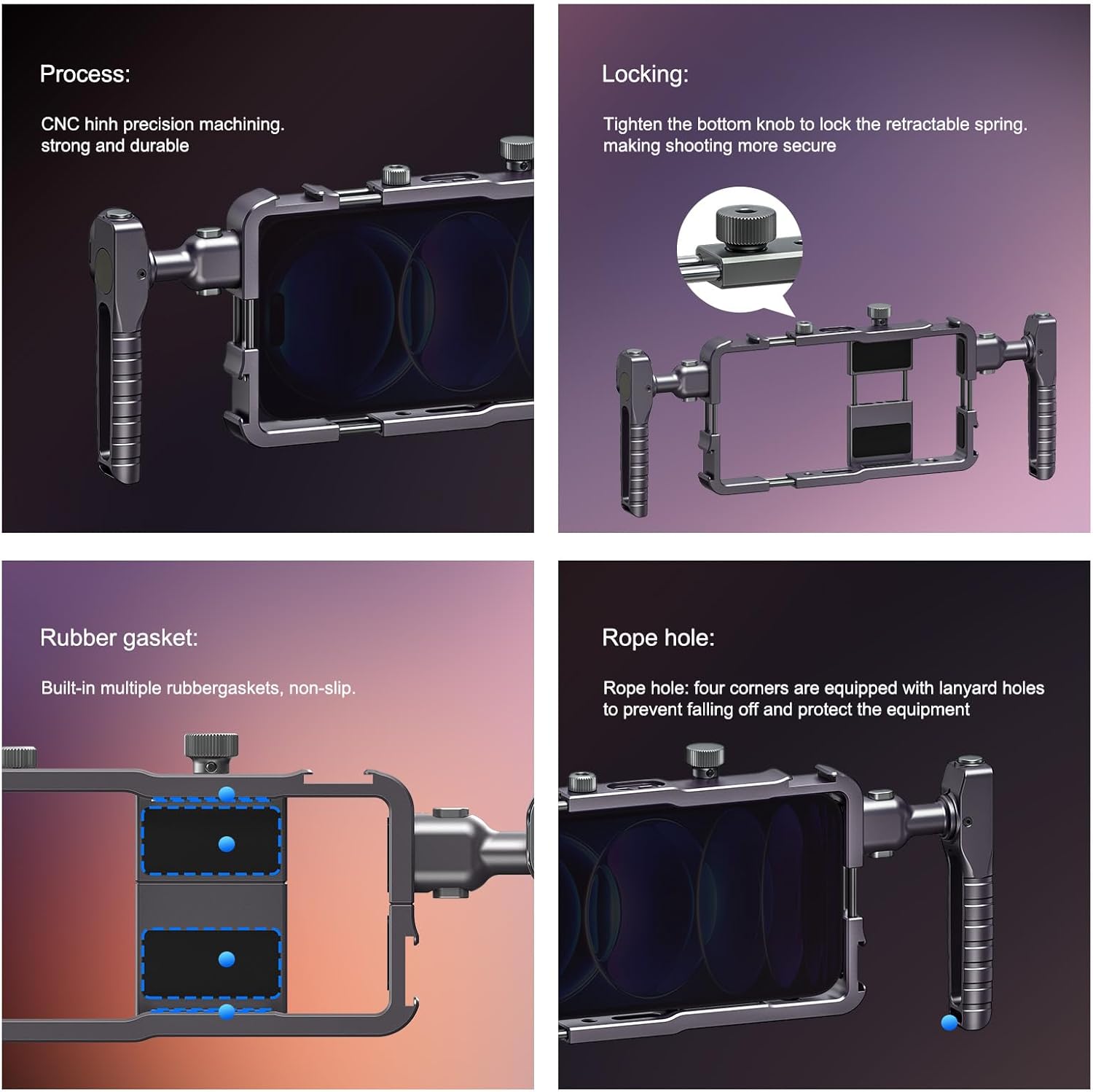 Universal Phone Cage, Smartphone Video Rig Kit with Handles, All-in-One Mobile Video Kit, Quick Release Universal Phone Video Rig Kit, Handheld Filmmaking Vlog Case Stabilizer for Videomaker