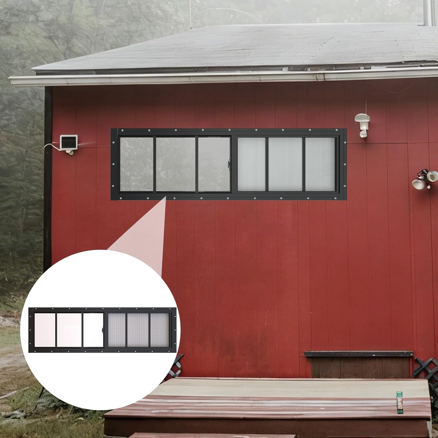 Yuzzy Shed Windows 2 Pack, 10"x35" Sliding Windows Transom Window with Tempered Glass and Removable Fiberglass Screen for Shed, Chicken Coop, Playhouse, Household, Garage, Barns (Black)